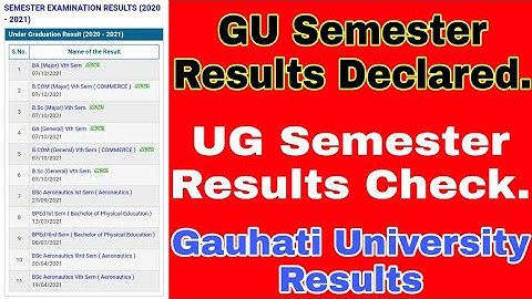 GU Semester Results Declared // UG Semester Results Declared // Gauhati University Results