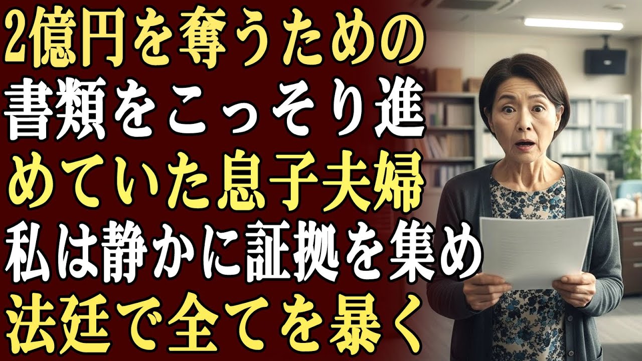 私は偶然、息子夫婦が私の2億円を密かに奪おうとして手続きを進めていることを知った…私は静かに復讐計画を立て、すべてを法の前で暴露することにした！