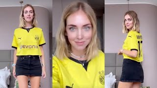 Chiara Ferragni indossa la maglia del Borussia Dortmund di Aubameyang