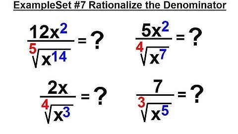 Algebra - Ch. 20: Simplifying Radical Expressions (11 of 15) Example Set #7 Rationalize Denominator