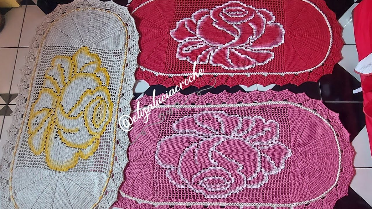 ⚘TAPETE MEGA OVAL DE CROCHÊ MODELO ROSA PARTE 1/2 ⚘