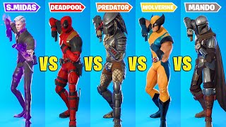 Fortnite Dance Battle of Bosses Skins! (Predator, Mandalorian, Wolverine, Midas, Deadpool)