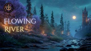 Moonlit River Ambience 🌙 Flowing Water Sounds Through Enchanted Forest | Sleep, Relax, Study (3hrs)