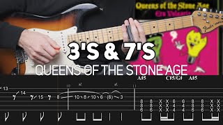 Queens Of The Stone Age - 3&#39;s &amp; 7&#39;s (Guitar lesson with TAB)
