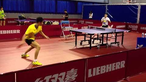 STIGA star Xu Xin practising with Wang Liqin