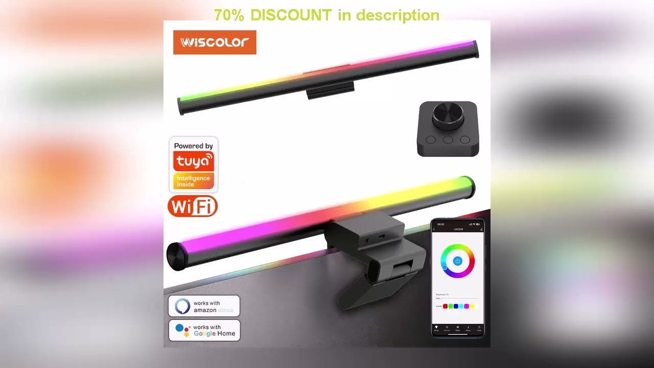 A must-have product! Wiscolor WIFI Smart Monitor Light Bar Stepless Dimming RGBIC Screen Hanging L
