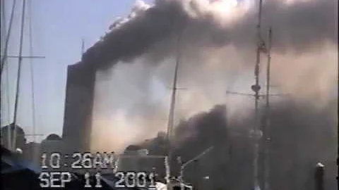 9/11 NYC Twin Towers burning & collapsing; filmed ...