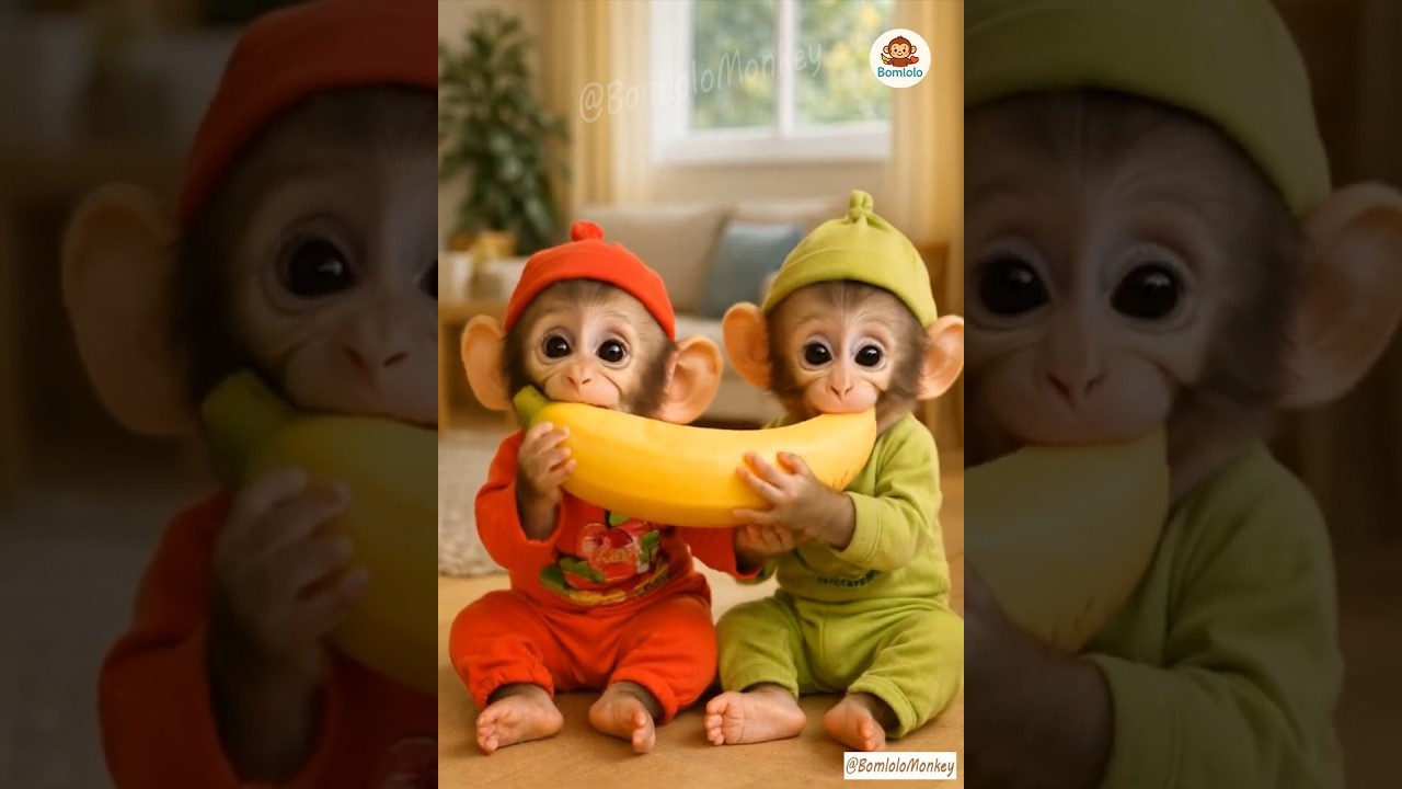 Monkeys vs Giant Banana 😂🍌🐒🐒