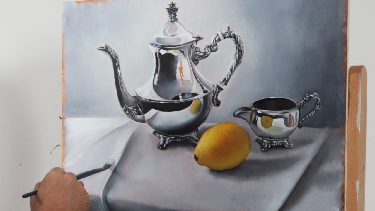 Still life painting with reflective surfaces - YouTube