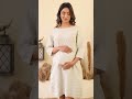Ellementree Natural Maternity Dress-Solid Color-Linen-Boat Neck-Bump Friendly