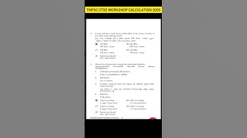 TNPSC CTSE  Workshop science calculation Answer  key 2025