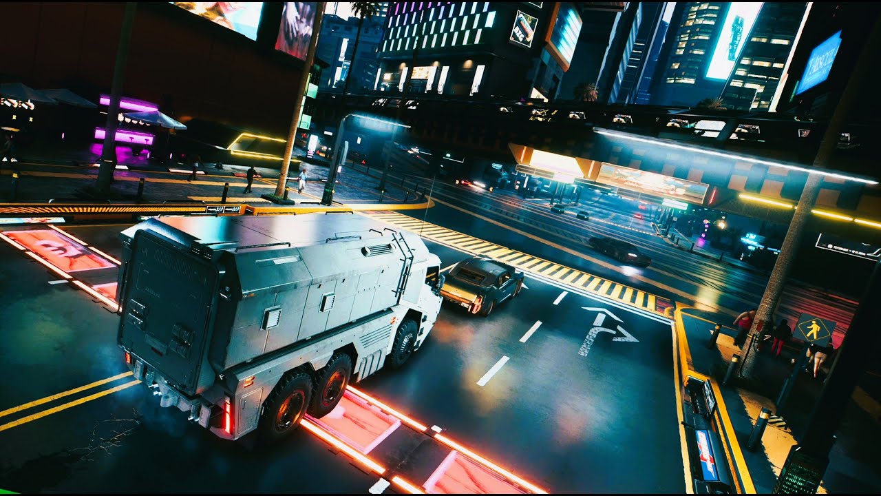 Cyberpunk 2077 Driving with Behemoth Militech truck YouTube