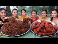 Amazing cooking black noodle with chicken leg crispy tomato sauce recipe