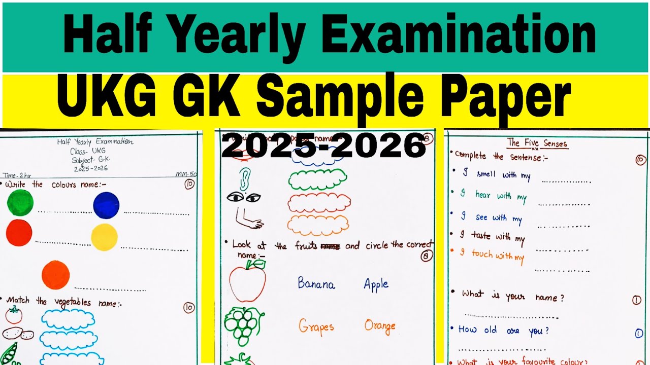 UKG GK Half Yearly Examination Sample Paper 2025-2026 @TheKidsBoat ...