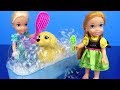 Pet GROOMING ! Elsa and Anna toddlers at the animal salon – Bath – Brushing
