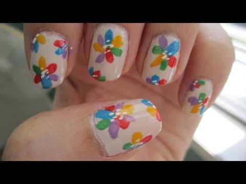 Bright Floral Nails - No Tools/Brushes Needed!