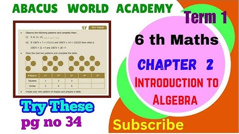 6th Maths Term 1 chapter 2 Introduction to Algebra Try These pg no 34 #abacusworldacademy