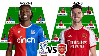 CRYSTAL PALACE VS ARSENAL Head to head potential starting lineup EPL MATCHWEEK 2 2023/2024