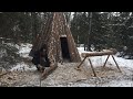 Solo Winter Bushcraft Shelter Build - Building a Log Home in the Canadian Wilderness (Pt. 4/4)