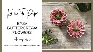 How to Pipe Easy Buttercream Flowers using a 104 piping tip straight onto cupcakes
