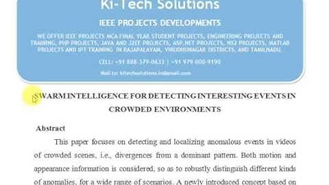SWARM INTELLIGENCE FOR DETECTING INTERESTING EVENTS IN CROWDED ENVIRONMENTS