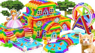 DIY - How to Build Mini Mud House Minecraft And Rainbow Playground to Fish Pond From Magnetic Balls