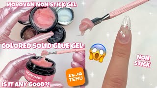 TRYING MOROVAN NON STICK SOLID GLUE GEL KIT FROM TEMU | EASY & AFFORDABLE GEL EXTENSIONS AT HOME