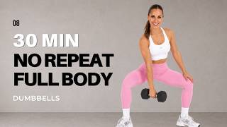 30 MIN NO REPEAT FULL BODY POWER | Dumbbell Workout | AWAKE Day 8