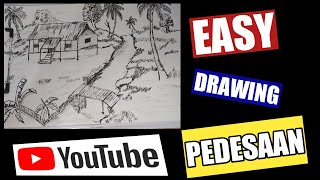 Menggambar Suasana Perkampungan Dengan Gel Pen #menggambar #drawing #howtodraw #pedesaan #village