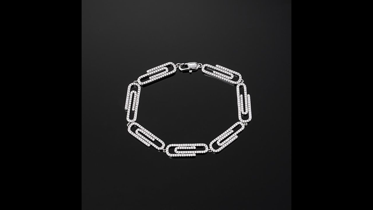 8MM PAPER CLIP BRACELET IN WHITE GOLD - YouTube