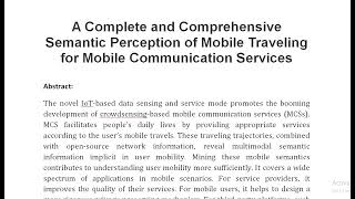 A Complete and Comprehensive Semantic Perception of Mobile Traveling for Mobile Communication Servic