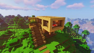 Construction of a medium-sized beautiful wooden house in Minecraft