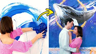 UNDERWATER WALL PAINTING || Beautiful Home Decor Ideas, Cement Crafts And DIY Furniture