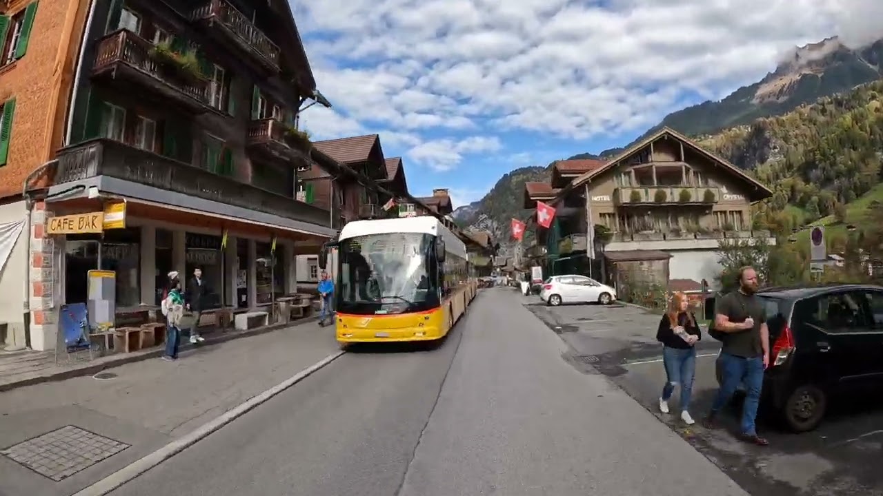 Driving to Lauterbrunnen. Beautiful Swiss Drive in 4K. Fascinating Road to Drive On. Beautiful