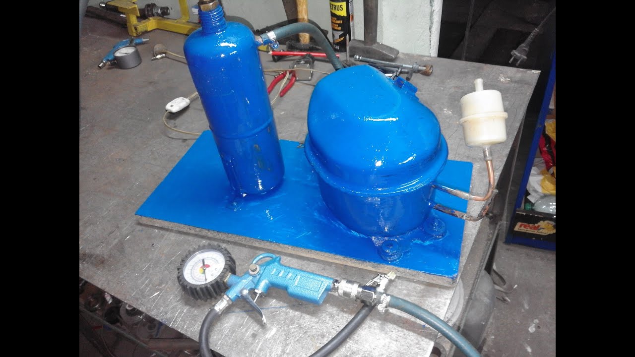 Homemade Silent Air Compressor / Kompresor ze sprężarki lodówkowej