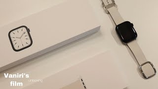 𝐮𝐧𝐛𝐨𝐱𝐢𝐧𝐠・Apple Watch 7開封 | ミッドナイト | チョークモダンバックル | スターライト比較 | 애플워치7 미드나잇 개봉 | 초크 모던 버클