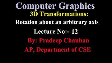 3D Rotation About an Arbitrary Axis Lec 12,  Very Important for exam point of view