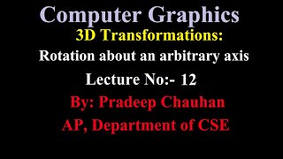3D Rotation About an Arbitrary Axis Lec 12,  Very Important for exam point of view
