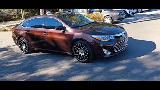 2015 toyota avalon limited on 19x9.5 +25 rims with wide tires.