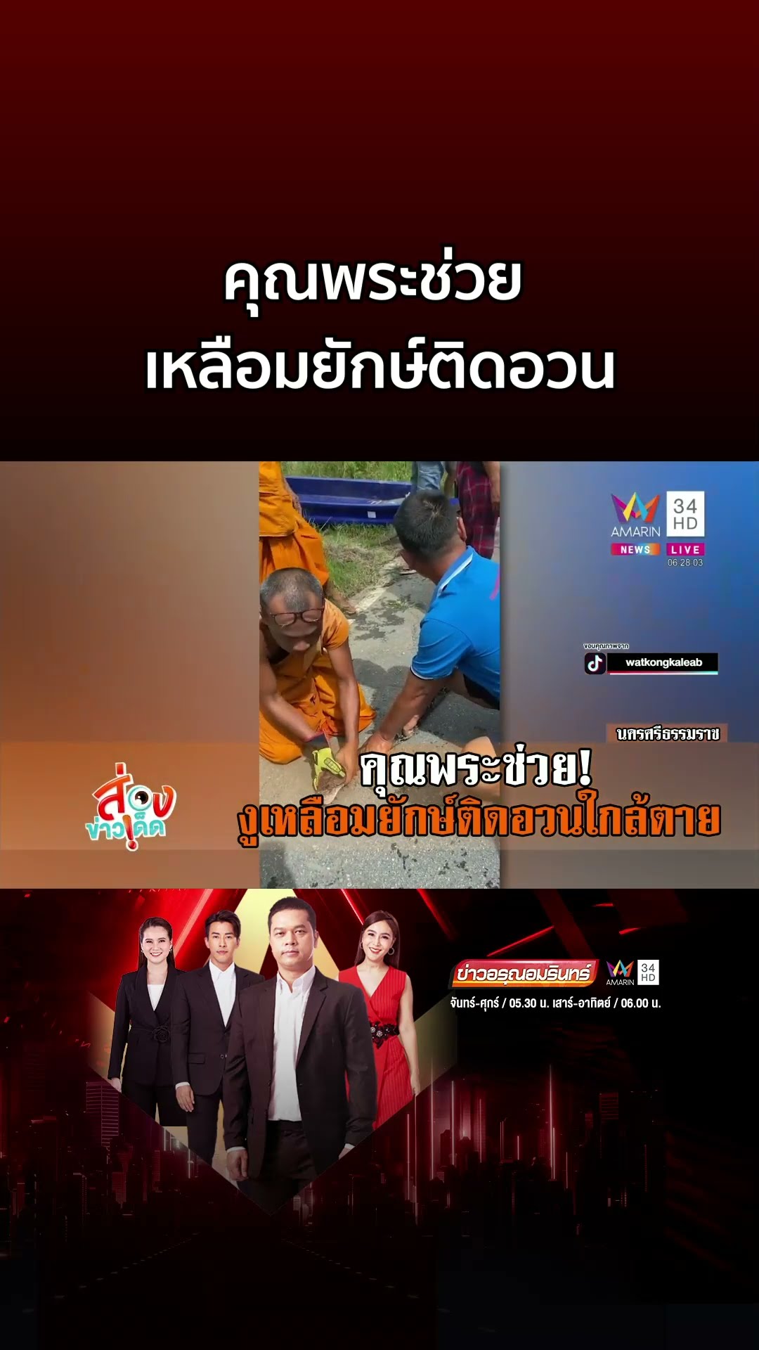 คุณพระช่วยของจริง! จับงูเหลือมยักษ์ติดอวน 3 วัน | ข่าวอรุณอมรินทร์