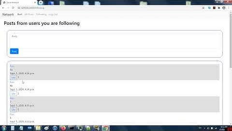 CS50W Project4 Network Screencast