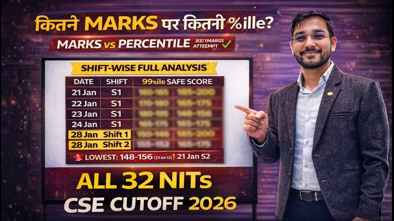 Marks vs Percentile JEE Mains 2026 🔥 | All Shift-wise Analysis | All 32 ...