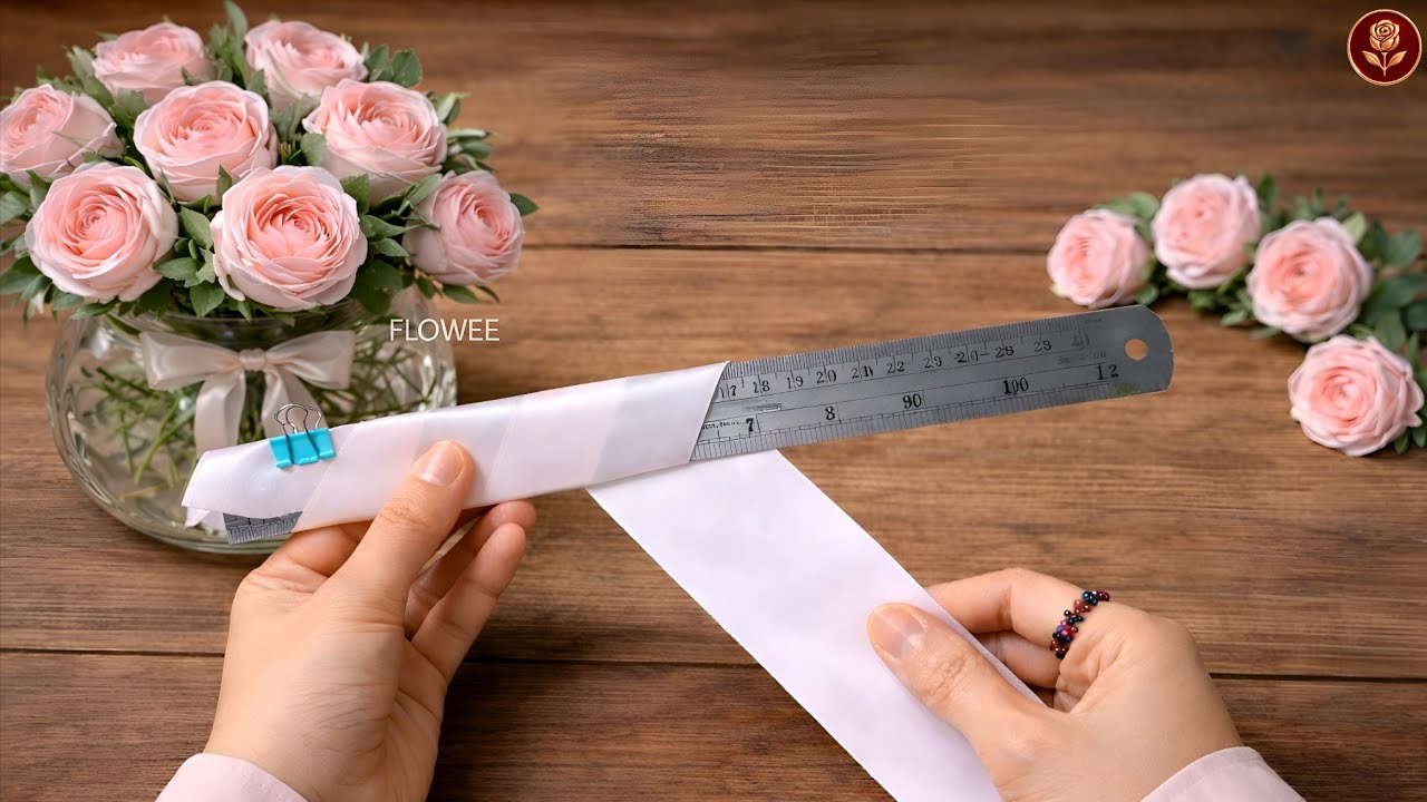Amazing Ribbon Flower Trick 😳 I Used a Ruler for This Rose