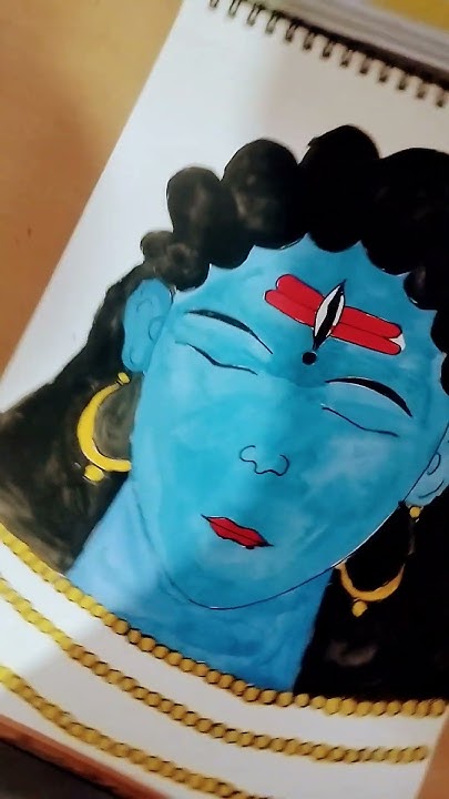 maha dev drawing with water colour and brush pen - YouTube