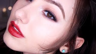 Soft Brown Smokey Eye And Bold Lips | Fall Makeup Tutorial