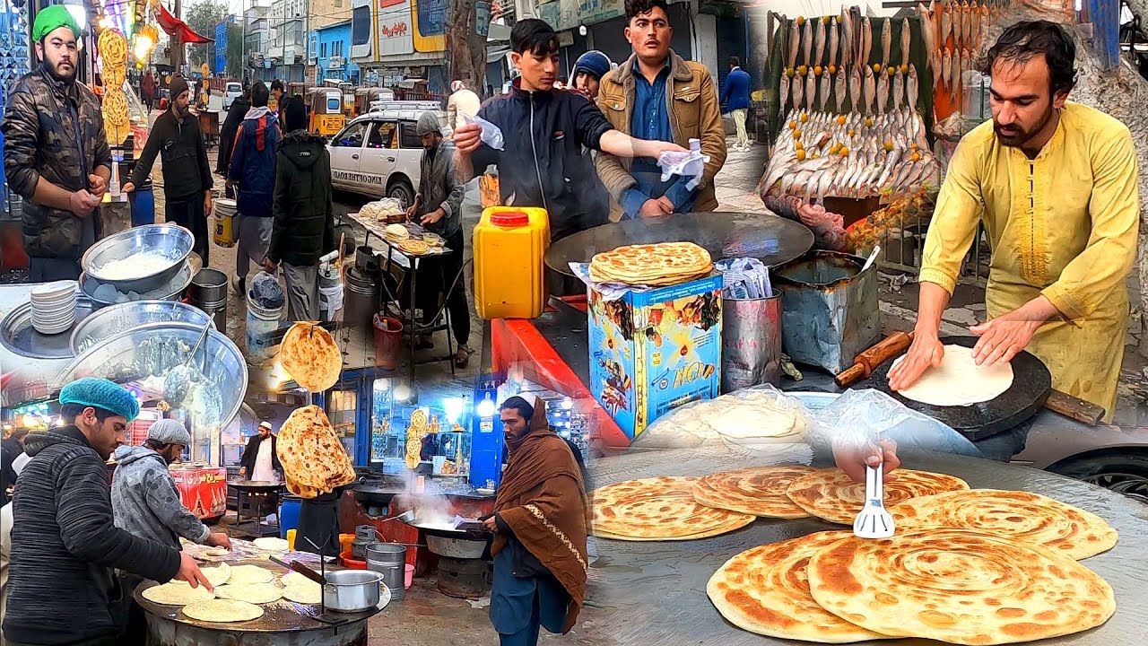 Famous Breakfast street food in Jalalabad Afghanistan | Fish fry Recipe | Chai | Parati | Nashta