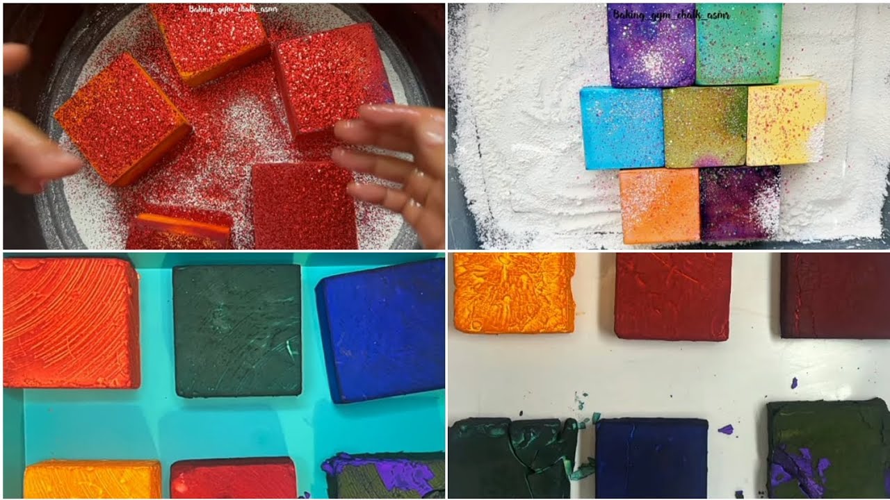 dyed gym chalk compilation | part 1 | crunchy vibrant dyed chalk ...