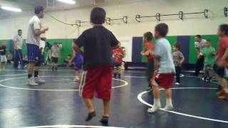 Little wrestlers practicing their Sprawl Drill