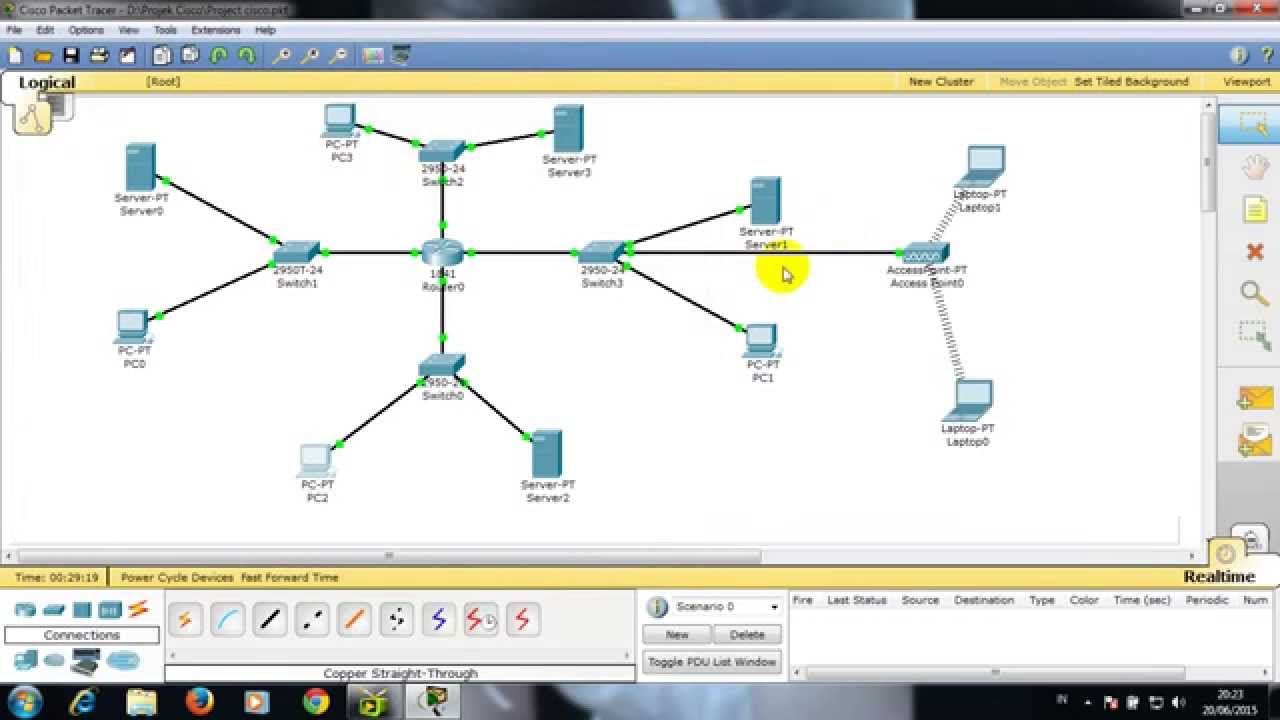  CARA  MEMBUAT  JARINGAN KOMPUTER  DENGAN 4 SERVER BANYAK 