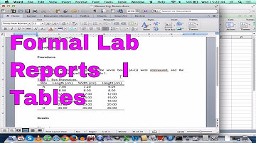 How to Properly Format a Formal Lab Report - I (Tables)